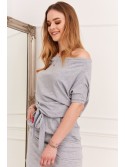 Light gray dress with ties 9978 - Online store - Boutique